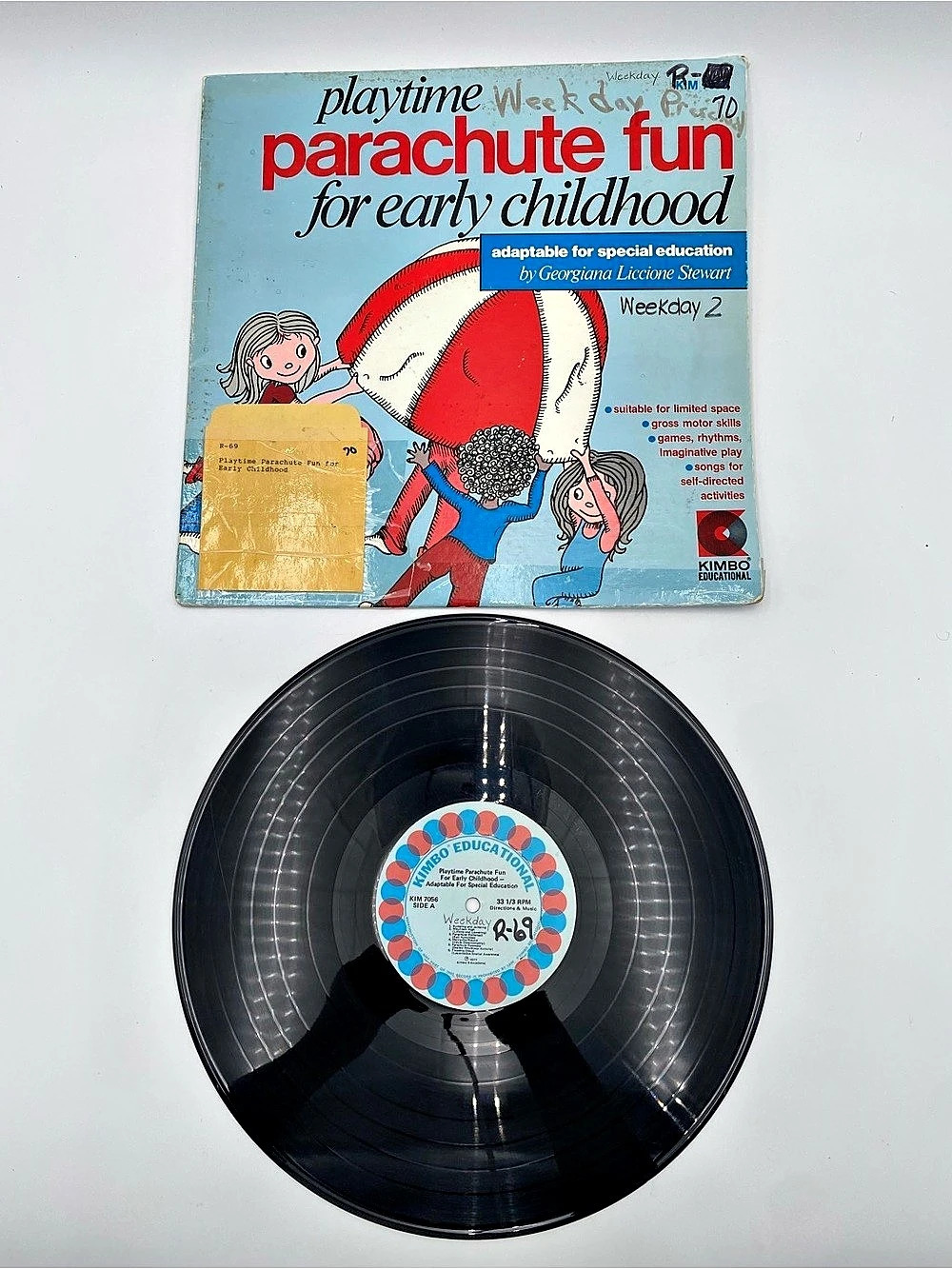 Kimo Educational Parachute Fun for Early Childhood Vinyl Record Blue NWT
